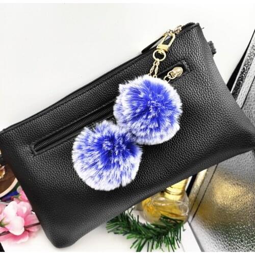 20 Colors Gold Double Color Puff Ball Key Chain Faux Bunny Pompons Key Ring Shoe Purse Charm Bunch Hair Bulb Personality Gifts