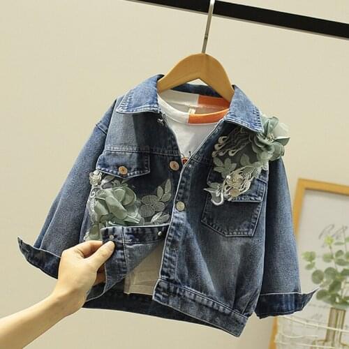 2021 New Spring & Autumn Girls Denim Coats Fashion Jacket for Baby Kids Children Long Sleeve Clothes Casual Girls Outerwear