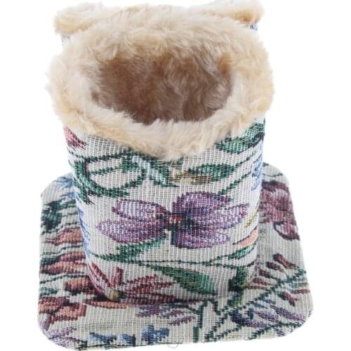 Cotton Double Head Upright Plush Lined Eyeglasses Holder Stand Pen Holder