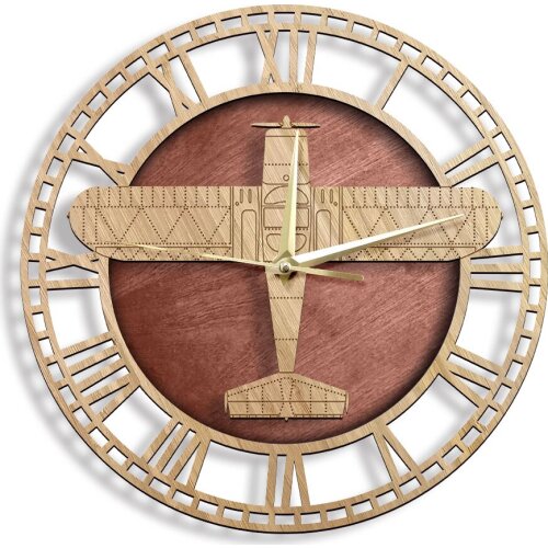 Ercoup 415-C Wood Carved Wall Clock Monoplane Aircraft Silent Non-ticking Watch Home Decor Military Piper Aviator Pilot Gift