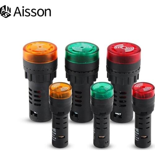AD16-22SM Flash Signal Light LED Active Buzzer Beep Alarm Indicator 12V 24V 220V 16mm Red Green Yellow
