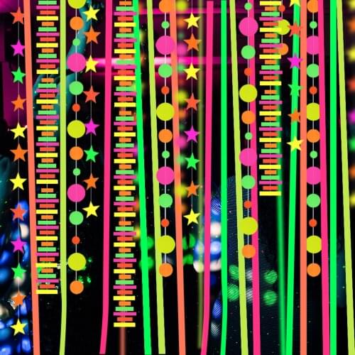 UV Glow Party Garlands Luminous Neon Streamer Black Light Reactive Glow in the Dark Kid Birthday Fluorescent Party Wedding Decor