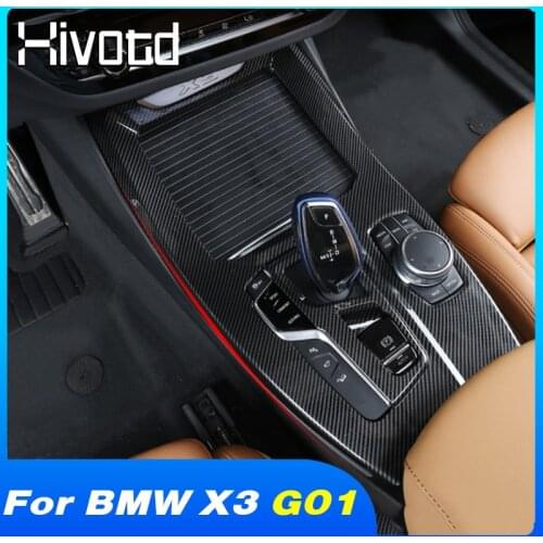 Hivotd Gear Shift Panel Cover Central Control Decoration Trim Interior Accessories Car Styling Parts For BMW X3 G01 2018-2021