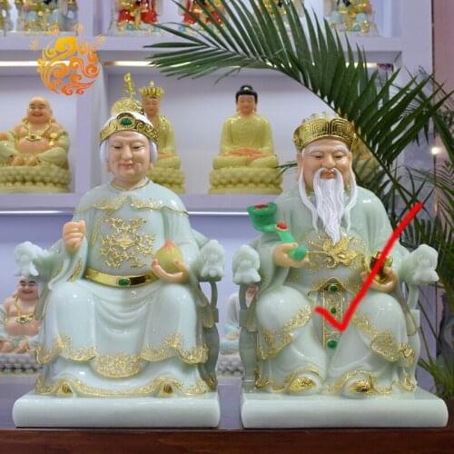 Southeast Asia Temple Worship HOME efficacious bring wealth luck " TUDI GONG FU DE ZHENGSHEN God " jade buddha gilding statue