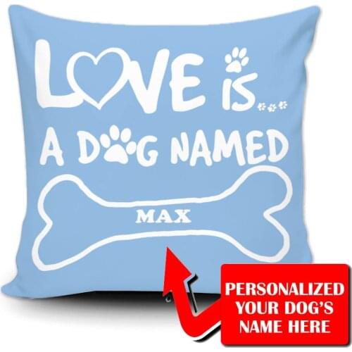 Personalized All You Need is Love and a Dog Name Throw Pillow Decorative Cushion Cover Pet Pillow Case Customize Gift