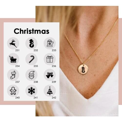 Custom 15MM Christmas Pattern Necklace for Women Festival Party 316L Stainless Steel Simple Design Pendant Necklace Wholesale