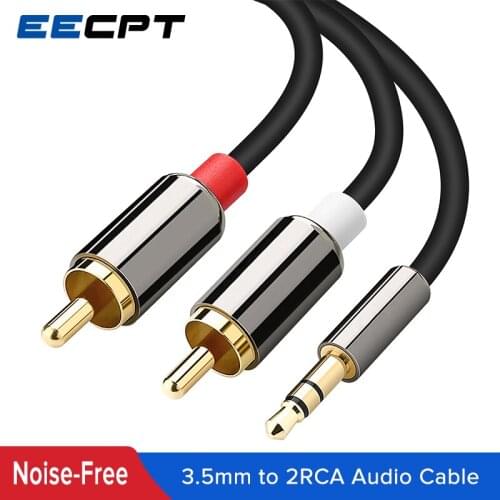 EECPT RCA Cable 2 RCA to 3.5mm Jack Male Splitter Audio Line Aux Cable for Speaker Amplifiers Subwoofer DVD VCD Player Theater