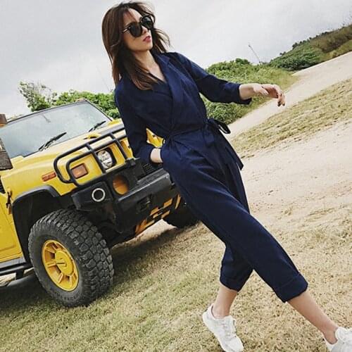 Show thin temperament Korean suit collar 9-point pants womens long sleeve high waist overalls spring and summer 2021 NEW