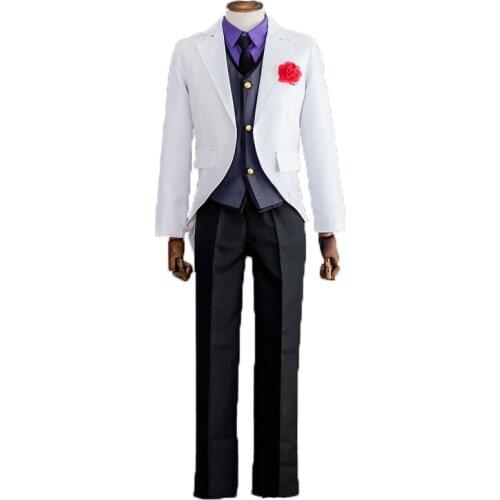 Ministers EZ Light Skin Ezreal Cosplay Swallow-tailed Coat Suit Halloween Cosplay Costume gift gloves,glasses and chain