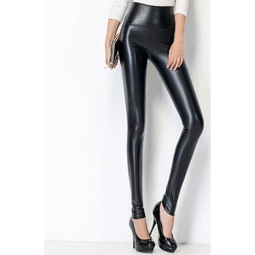 2020 Fashion Style Sexty Women Skinny Faux Leather Stretchy Pants Tight Trousers Fashion Women Autumn pants for Office women