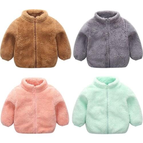 0-5Yrs Fleece Jackets For Children Girls Warm Autumn Kids Girls Long Sleeve Plush Inside Coats Winter Clothing Outfits