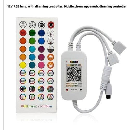 12V RGB lamp with dimming controller. Mobile phone app music dimming controller