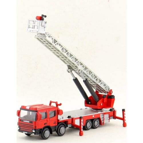 1:50 Scale/Diecast Metal Model/Ladder Fire Engine Truck Car/Engineering Toy/Educational Collection For Children/Gift