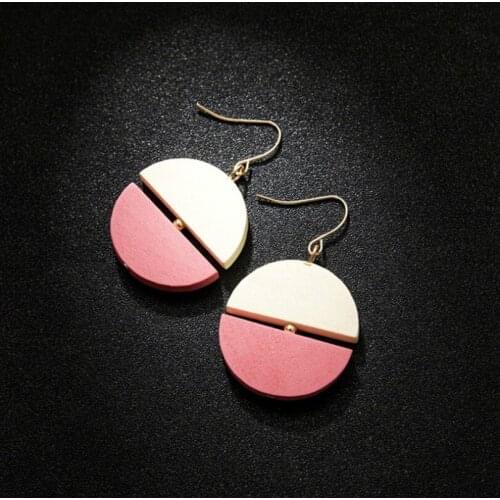 Fashion Jewelry Bohemian Earrings Super Fairy Temperament Two-color Stitching Vintage Wood Earrings Womens Statement Earrings