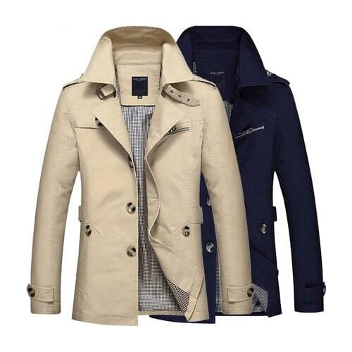 New Mens Business Jacket 2020 Fashion Autumn Men Long Cotton Windbreaker Jackets Overcoat Male Casual Winter Trench Outwear Coat