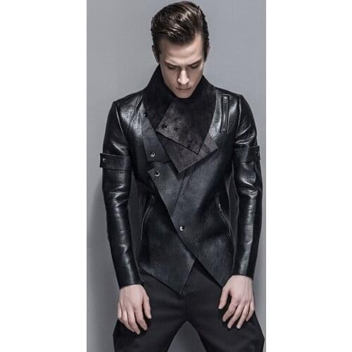 2016 Men clothing new arrival autumn and winter three-dimensional slim motorcycle leather clothing jacket singer costumes