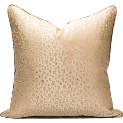 Leopard Print Beige Pillowcase Satin High-Quality Polyester Sofa Cover Cushion Cover Home Car Can Be Used
