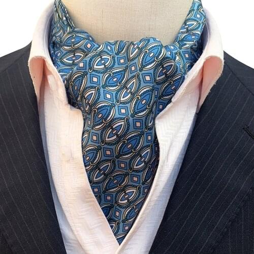 New Design Men Ascot Ties Magic Mirror Pattern Unique Ascots Cravat for Groom Banquet Wedding Party Formal Scarf