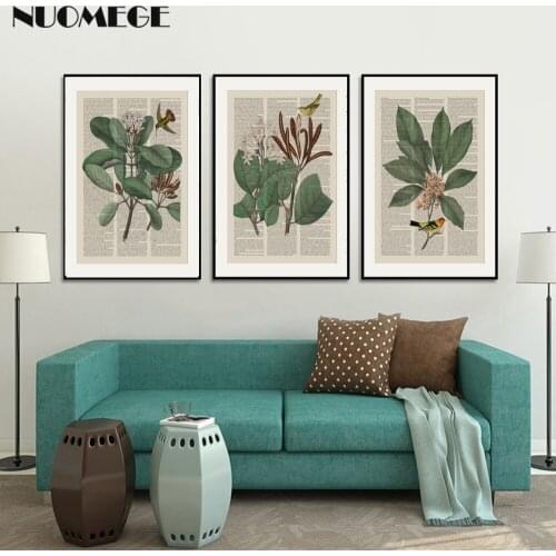NUOMEGE Nordic Pop Art Flower Canvas Vintage Posters Minimalist Birds Decorative Pictures Paintings For Living Room Wall Decor