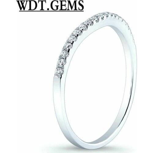 10K White Gold Curve Contour Diamond Wedding Ring Shadow Band Pave Round Cut