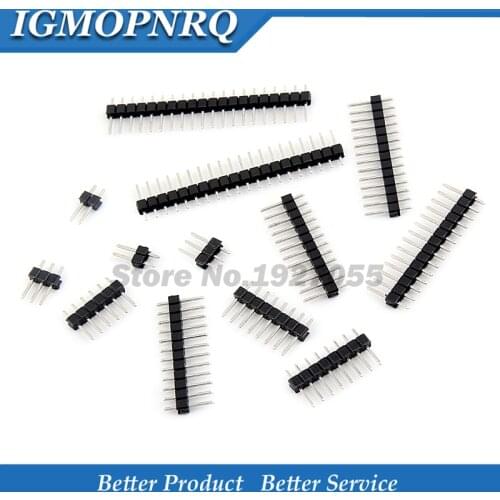 10Pcs 2.54mm Single Row Male 2~40P PCB Board Pin Header Connector Strip Pinheader 2/3/4/5/6/8/10/12/20/40Pin For