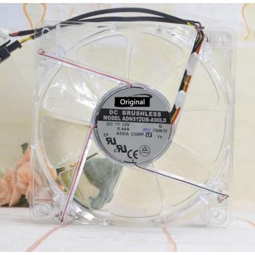 Original 100% working ADN512UB-A90LD 13525 135mm DC 12V 0.44A Transparent LED Light Cooling Fan cpu chassis