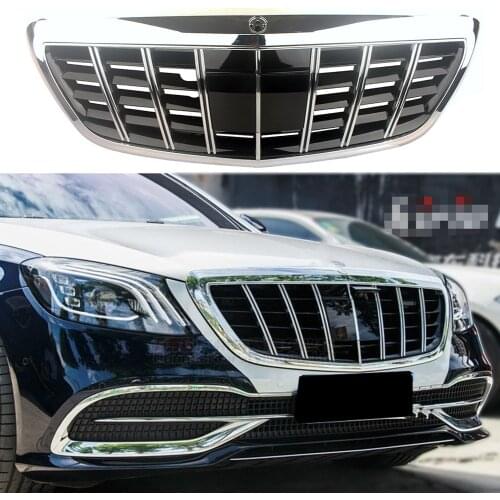 Front Bumper Racing Grill Billet Grille Cover For Mercedes-Benz W222 S-Class 2014-2019 Brabus Style