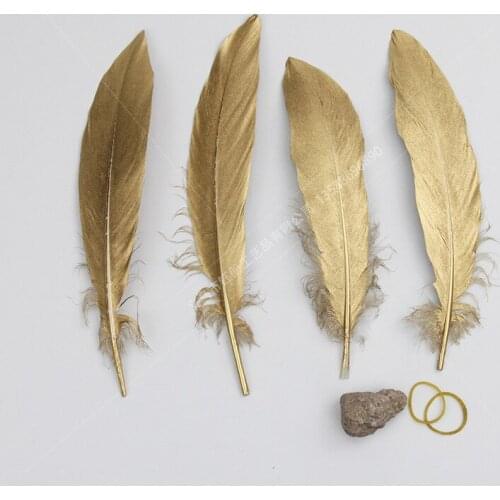 20pcs/lot Gold Goose Feather 15-20CM DIY Luxury Graduation Design Clothing Accessories Hair Feathers Craft Wedding Jewelry