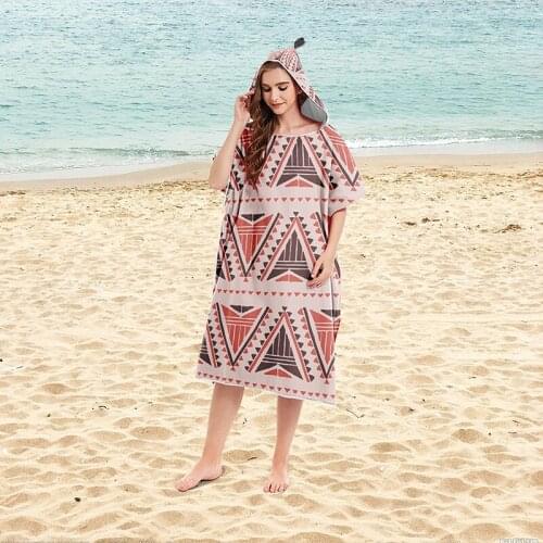 Bohemia Microfiber Beach Bath Towel Changing Beach Poncho Hooded Bathrobe Cloaks for Swimming Pool Gym Fitness Bath Towels