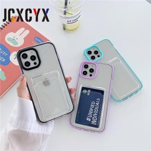 Shockproof Armor Card Slot Full Protection Phone Case For iPhone 12 11 Pro Max XR XS Max X 12MiNi 7 8 Plus Clear Soft Back Cover