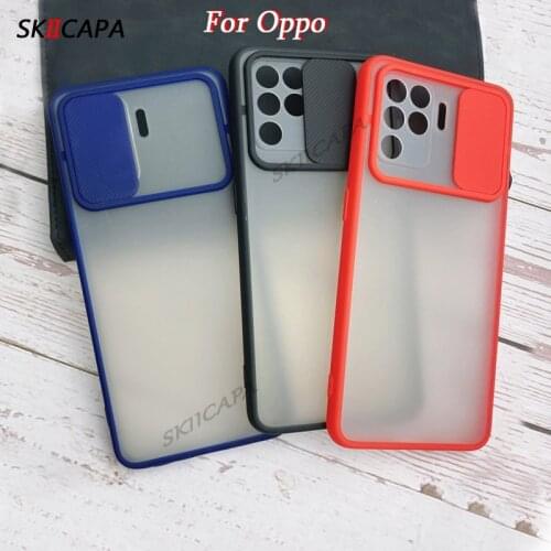 Phone Case For OPPO A94 F19 Pro Slide Camera Lens Protection Case For OPPO Reno 5 Lite 5F Silicone Shockproof Clear Matte Cover