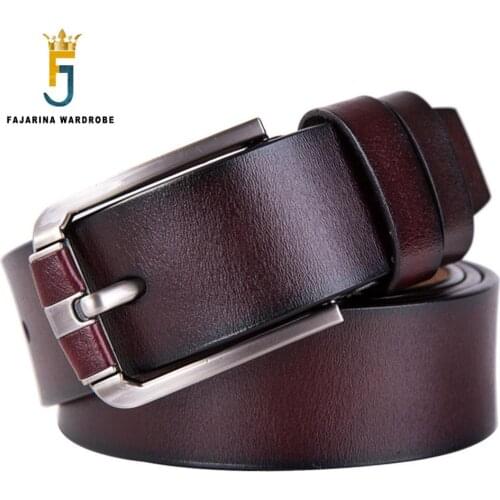 FAJARINA High Quality Retro Styles Genuine Leather Belts Pure Smooth Cow Skin Pin Buckle Belt for Men Mens 38mm Width N17FJ366