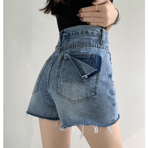 New Shorts High Waist Womens Bottom Denim Shorts for Female Zipper Decor Stretch-wrapped Hip Pants Sexy Summer Womens Shorts