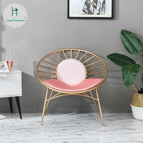 Louis Fashion Chaise Lounge Nordic Single Sofa Simple Modern Lazy Person Creative Leisure Chair Living Room Milk Tea Cloth Art