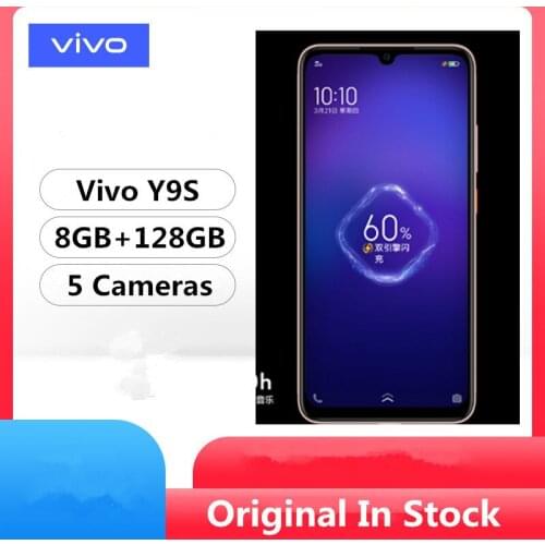 DHL Fast Delivery Vivo Y9S 4G LTE Cell Phone Snapdragon 665 Android 9.0 6.38" 2340x1080 8GB RAM 128GB ROM Fingerprint 5 Cameras