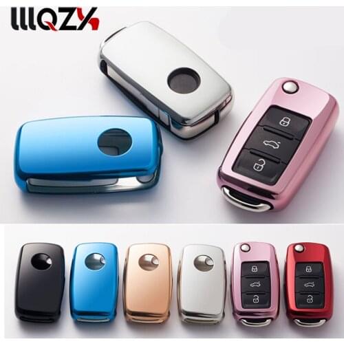 Car Styling Wear resistant Soft TPU Car Key Case For Volkswagen Passat Golf Bora Polo Sagitar Tiguan New Auto Key Cover
