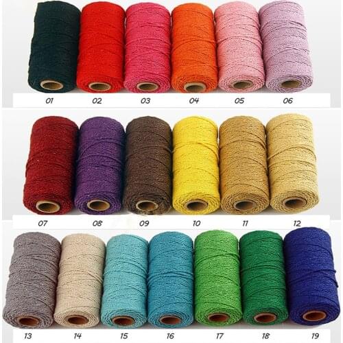 Rope Twisted-Cord 100% Cotton rope colorful twine macrame cord string thread for party wedding decoration accessory DIY cord