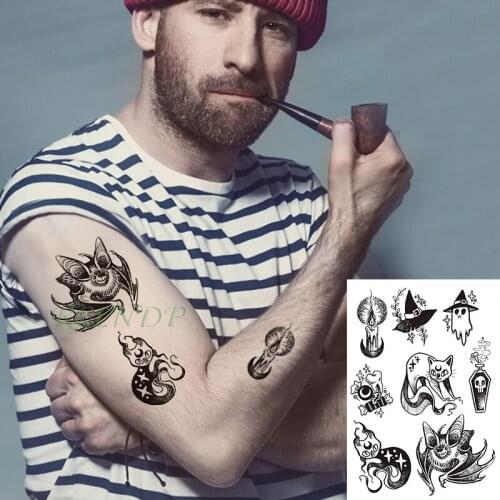 Waterproof Temporary Tattoo Sticker Moon Skull head ghost fake tatto flash tatoo large size tattoos for women girl men