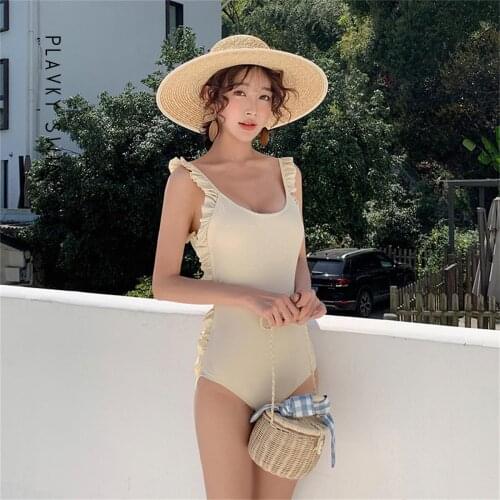 Nude Color Ruched One Piece Swimsuit Women Sexy Backless Swimwear Swim Beach Wear Bathing Suit 2021 Monokini Bodysuit Trikini