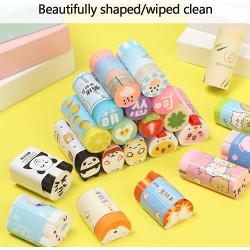 1/3Pcs Creative Cartoon Animals Rubber Erasers Kawaii Color Pencil Erasers Kid Writing Drawing Eraser Office Stationery Supply