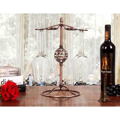 1PC Wine Glass Rack Metal Freestanding Tabletop Stemware Storage Rack Wine Glass Cup Holder with 6 Hooks Kitchen Bar Tool PA 045