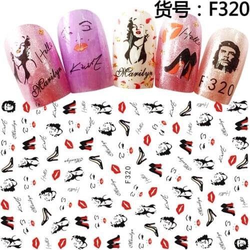 10 sheets Mixed design creative Thin adhesive decals Nail Art decorations Stickers acrylic beauty nail supplies tools F313-322