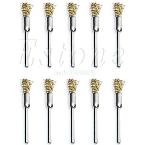 10pcs Mini Wire Brush Brushes Brass Cup Wheel for Dremel Drill 3x5mm