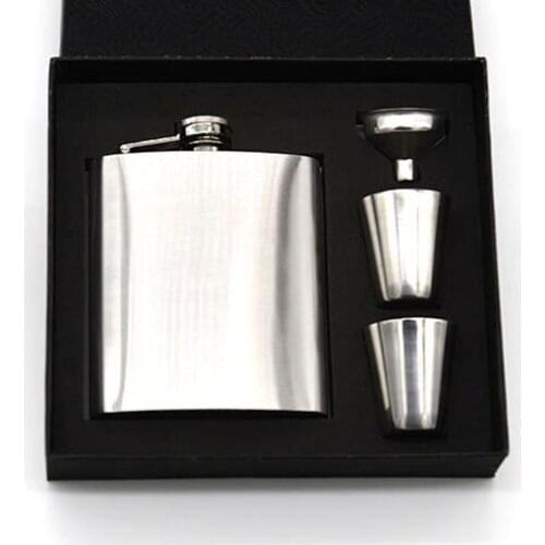 104sets/lot 7 OZ Stainless Steel Hip Flask Set 7oz Whiskey Flask Drink Mug Cup Funnel With Package Box ZA4855