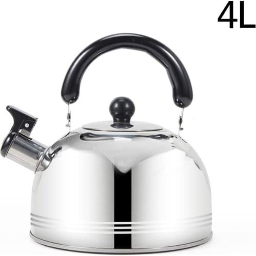 2/3/4L Stainless Steel Kettle Durable Rust-proof Whistle Pot Teapot Flat Bottom Induction Cooker Gas Stove Kettle Kitchen Tool