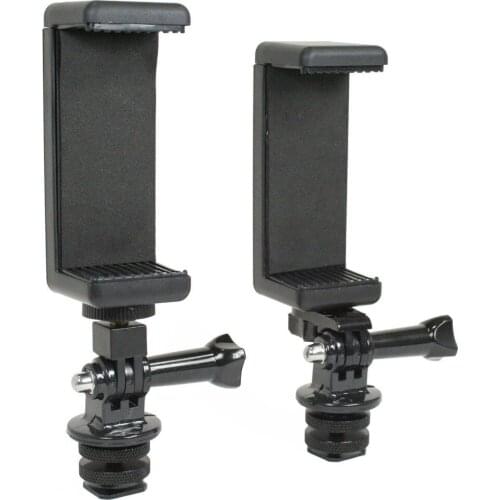 2X Jumbo Phone Holder & Adapter Set for Phones with Hot Shoe. Full Setup with 2 Styles of Screw Adapters (1/4"- 20). (2x Phone H