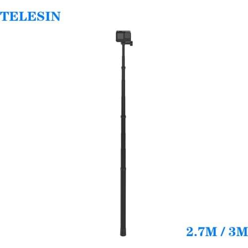 3M Extendable Monopod Carbon Fiber 2.7M Selfie Stick Adjustable For GoPro Hero 9 8 7 6 5 Max Insta360 Osmo Action Sjcam