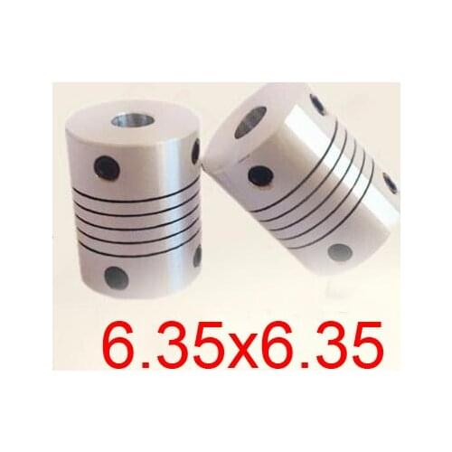 30pcs/lot 6.35x6.35 CNC Motor Jaw Shaft Coupler screw encoder 6.35mm to 6.35mm 6.35 Flexible Coupling 19mm OD 25mm length