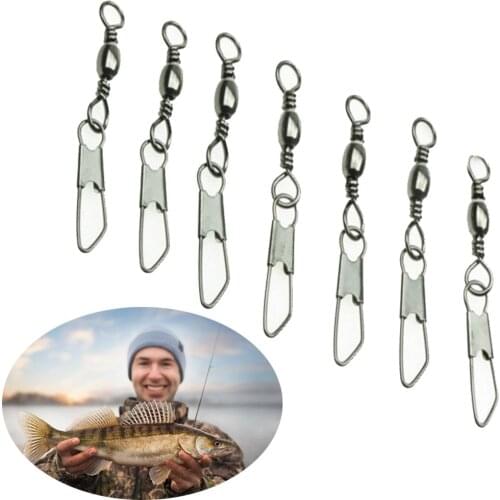 50 Pcs/Set Stainless Steel Swivel Solid Rings Fishing Pin Line Connector With Interlock Snap Tackles Hanging Snap Fishing Tools