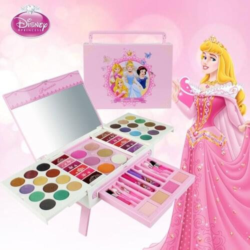 56pcs/set Kid Disney Cosmetic Case Beauty Kit Mini Portable Make Up Box Set Toy Safe No Toxic For Girl Christmas Birthday Gift